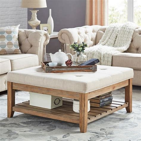 Homevance Contemporary Tufted Upholstered Coffee Table Upholstered