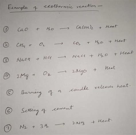 I Need Examples Of Exothermic And Endothermic Reactions Along With