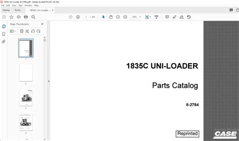 Case 1835 Uni Loader Parts Catalog Manual 8 2784 Pdf Download