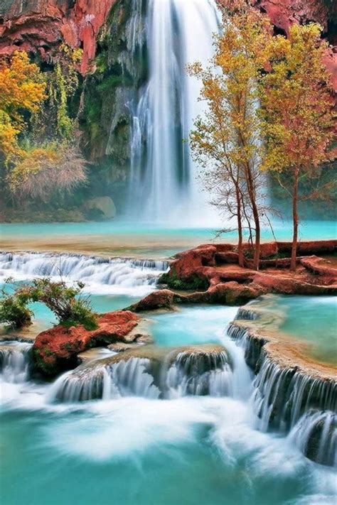 Schöne Herbst Wasserfall 640x960 Iphone 44s Hintergrundbilder Hd Bild