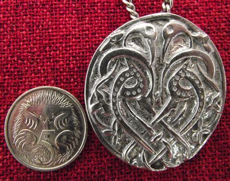 Celtic Crane Bird Pendant Love Endless Knot Medieval Sca Silver Pewter