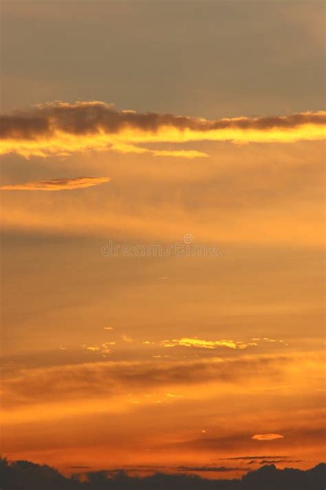 An Orange Sunset Sky With Bright Sun Stock Photo Image Of Sunset