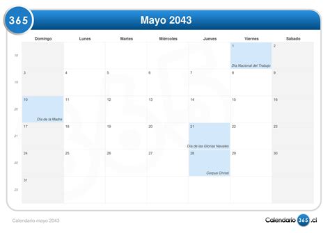 Calendario Mayo 2043