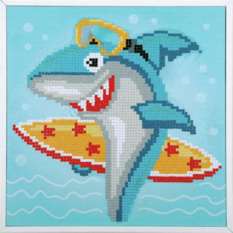 Surfing Shark Diamond Painting Kit By Vervaco Uk