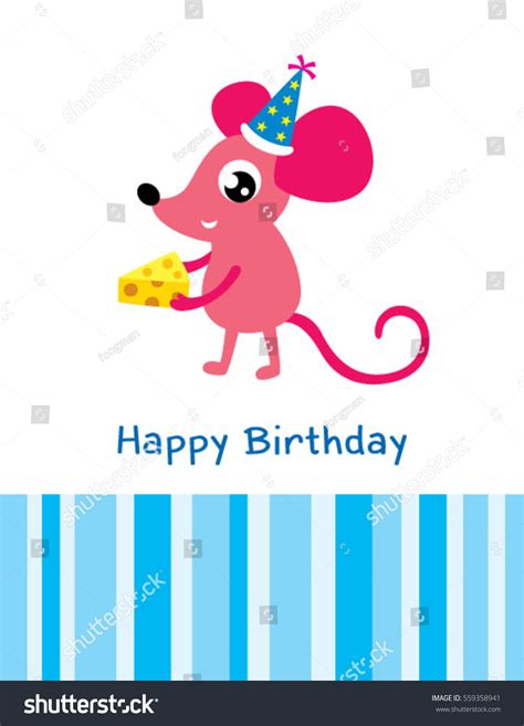 Cute Rat Happy Birthday Greeting Card Stock Vector Royalty Free