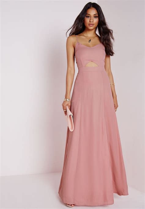 Missguided Crepe Bralet Maxi Dress Dusky Pink Dresses Uk Dresses