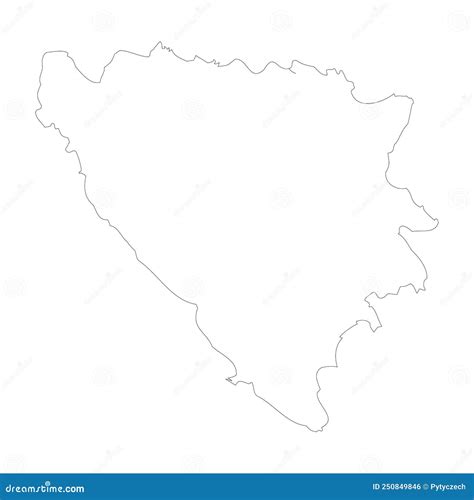 Bosnia And Herzegovina Vector Country Map Outline Stock Vector