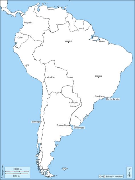 South America Map With Names