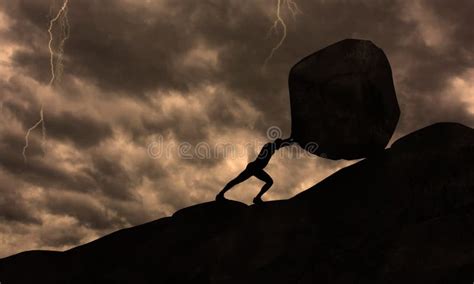 Person Pushing Rock Up Hill Stock Photos Free And Royalty Free Stock