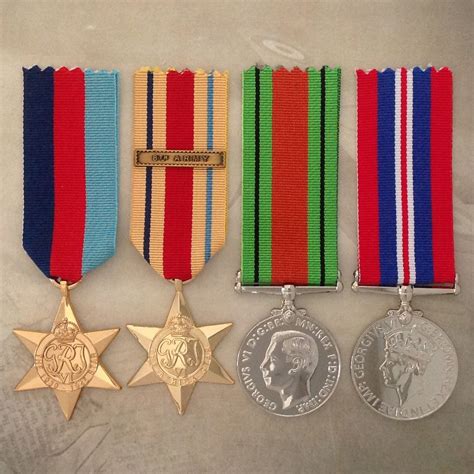 Wwii Africa Star 8th Army Medal Set World War Two Gold Tone Australia