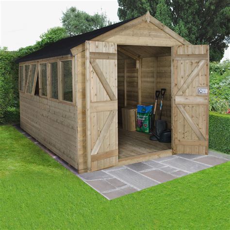 12x8 Forest Apex Roof Tongue And Groove Wooden Shed Departments Diy