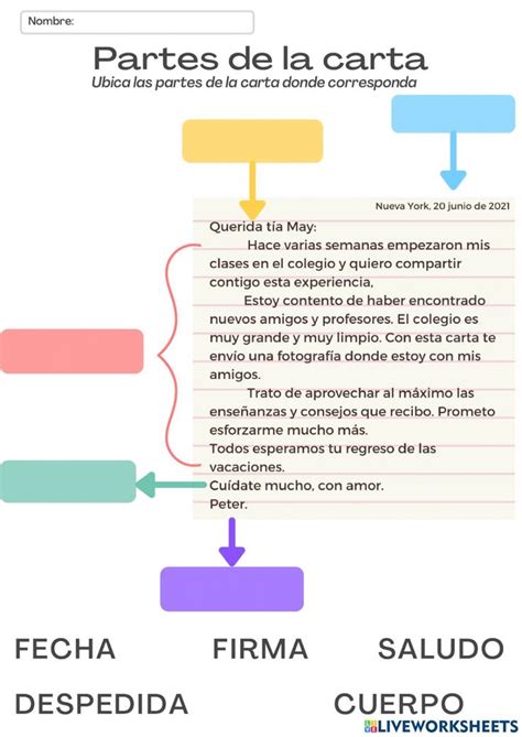 Ejercicio Interactivo De Partes De La Carta Para Tercero De Primaria