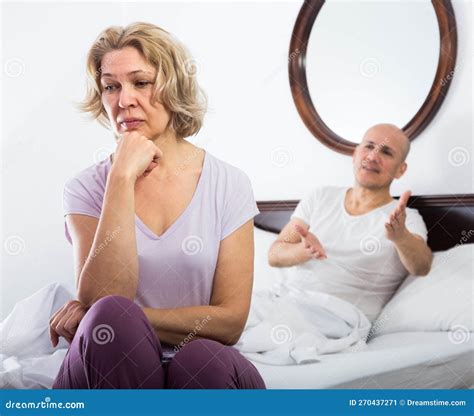 Mature Couple Having Quarrel In Bedroom Stock Image Image Of Quarrel