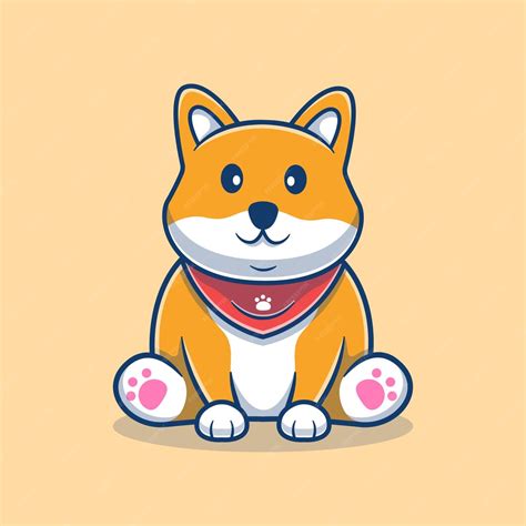 Premium Vector Cute Shiba Inu Sitting Cartoon Illustration Cute Dog