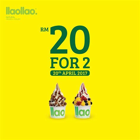 Its creation with skimmed milk just before it is served and the combination with top quality toppings, from freshly chopped seasonal fruits. llaollao 2 M Size Tubs RM20 (Save RM9.80) 20 April 2017