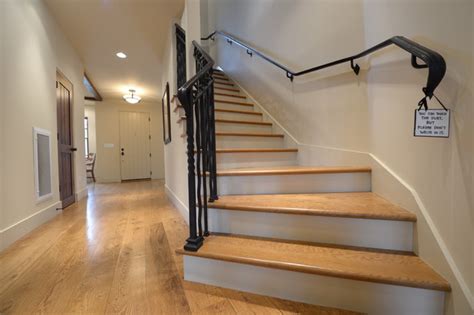 Including stairways into deck barrier plans. White Oak Hardwood Floor and Stairs - Contemporary - Entry ...