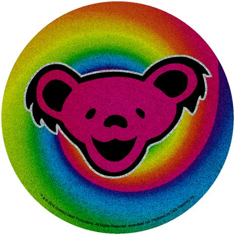 Grateful Dead Dancing Bear On Swirl Glitter Bumper Sticker Decal 4