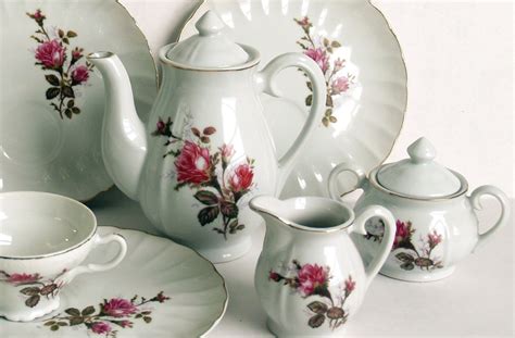 Vintage 1950 S Moss Rose Porcelain Tea Set Marked Japan Etsy