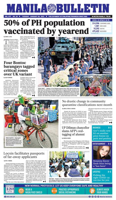 31 jul 2021 6:22 pm. Manila Bulletin-January 26, 2021 Newspaper - Get your ...
