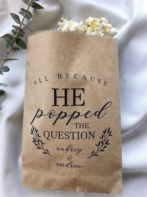 He Popped The Question Popcorn Bags Wedding Favor Bag Etsy Popcorn