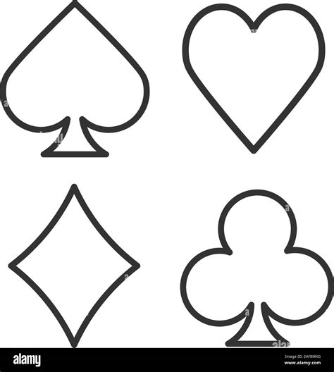 Suits Of Playing Cards Linear Icon Spade Clubs Heart Diamond Thin