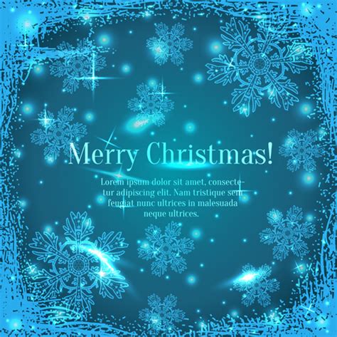 Shiny Blue Merry Christmas Cards Design Vector Vector Christmas Free