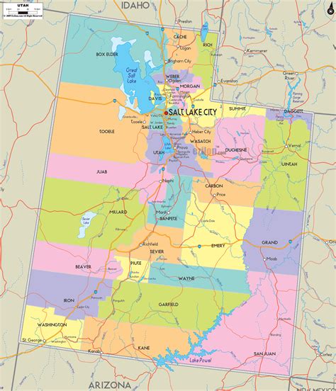 Map Of Utah State Usa Ezilon Maps