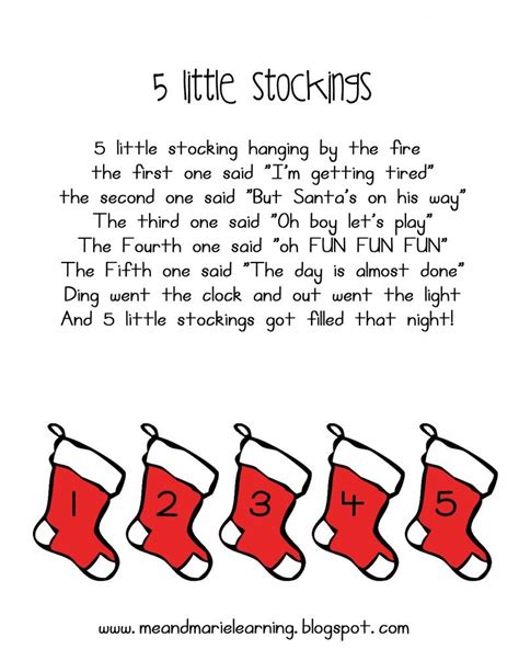5 Little Stockings Christmas Poem Holidays Around The World