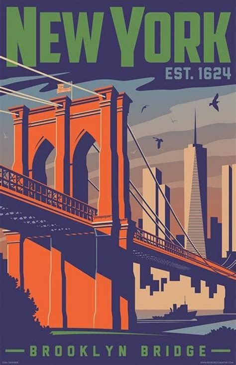 an image of the brooklyn bridge in new york ny poster art print on canvas
