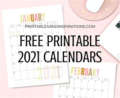 List of free printable 2021 calendar pdf