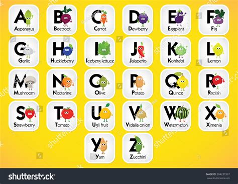 English Alphabet For Kids With Fruits And Royalty Free Stock Vector