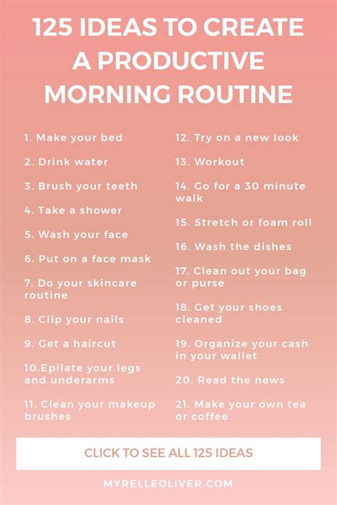 125 Ideas To Create A Productive Morning Routine Self Improvement Healthy Morning Routine