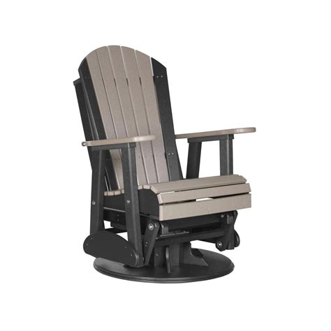 Amish Orchard 2 Adirondack Outdoor Swivel Glider Chair In Weatherwood