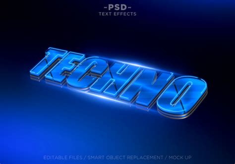 Premium Psd 3d Techno Blue Editable Text Effect