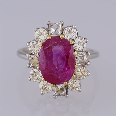 Burmese Ruby And Diamond Cluster Ring The Vintage Jeweller