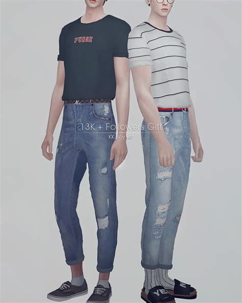Roll Up T Shirts Fitted Jeans At Kks Sims4 Ooobsooo Sims 4 Updates