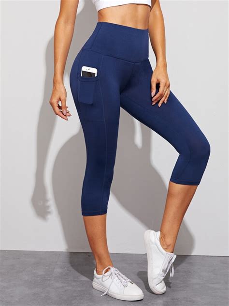 Mid Calf Length Workout Leggings High Stretch Tummy Control Active