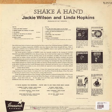 Jackie Wilson And Linda Hopkins Shake A Hand Vinyl LP US Original HHV
