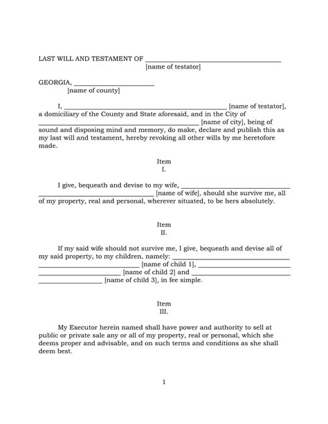 Free Fillable Georgia Last Will And Testament Form ⇒ Pdf Templates