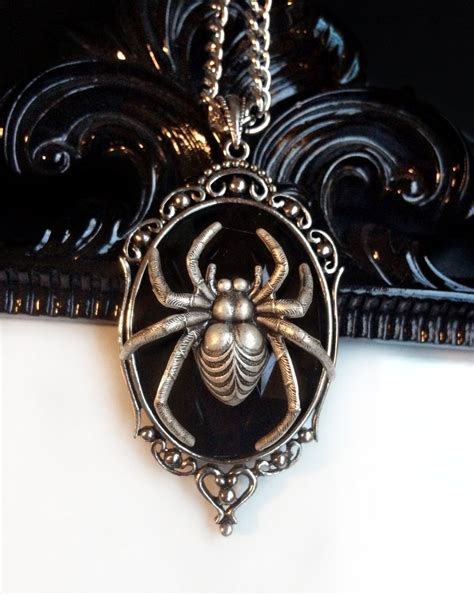 Black Spider Necklace Spider Pendant Gothic Necklace