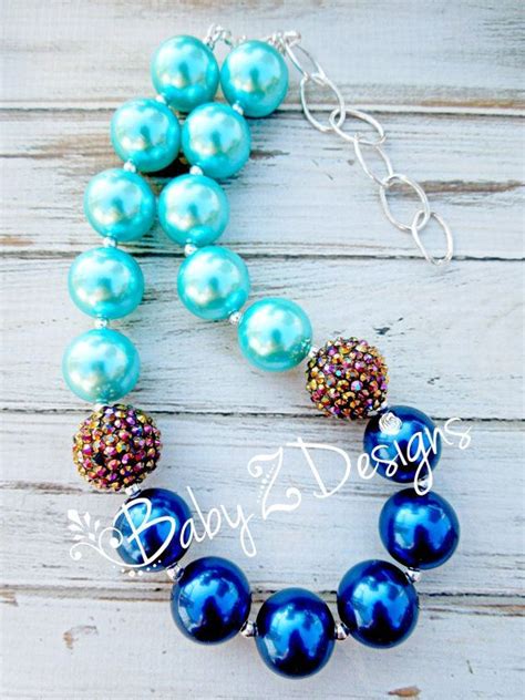 Brown And Blue Necklaces Cyan Brown And Blue Chunky Necklace M2m