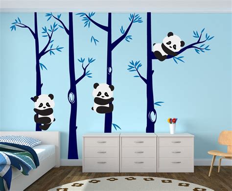 Panda Bear Bamboo Tree Wall Nursery Decal 1350 Wall Paint Designs