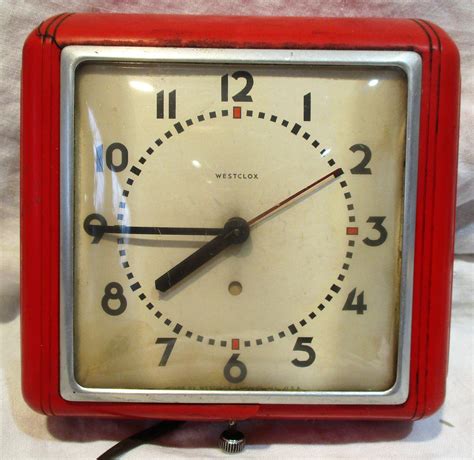 Westclox Wall Clock Retro Mid Century Red Art Deco Style Etsy