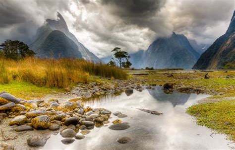 Wallpaper Mountain Lake New Zealand Milford Sound Images For Desktop