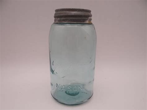 1900s Antique 1 Quart Aqua Blue Ball Perfect Mason Jar Canning Etsy
