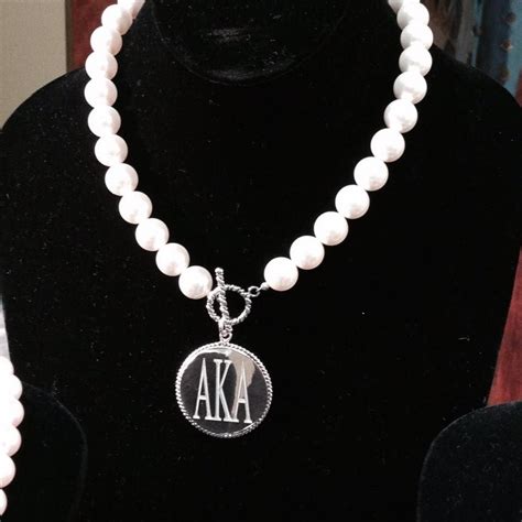 Alpha Kappa Alpha Pearl Necklace Aka Sorority Sliver Necklace Jewelry