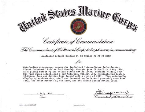 Editable Certificate Of Commendation