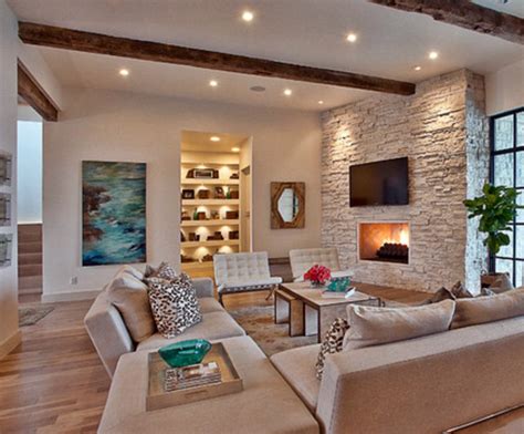 Living Room Decoration More Beautiful With Natural Stone Wall Dream House
