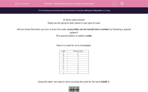Translate Words Into Numbers Using Codes Worksheet Edplace