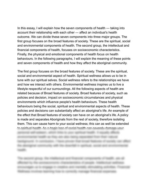 Healthy Essay Components Of Health Personal Development Health And